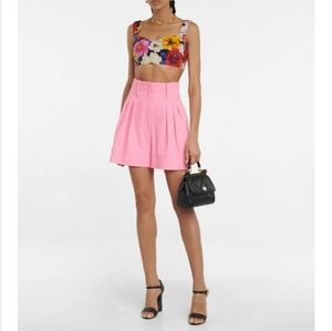 EUC Dolce & Gabbana Pink and Orange Cropped Floral Bustier Top - XS